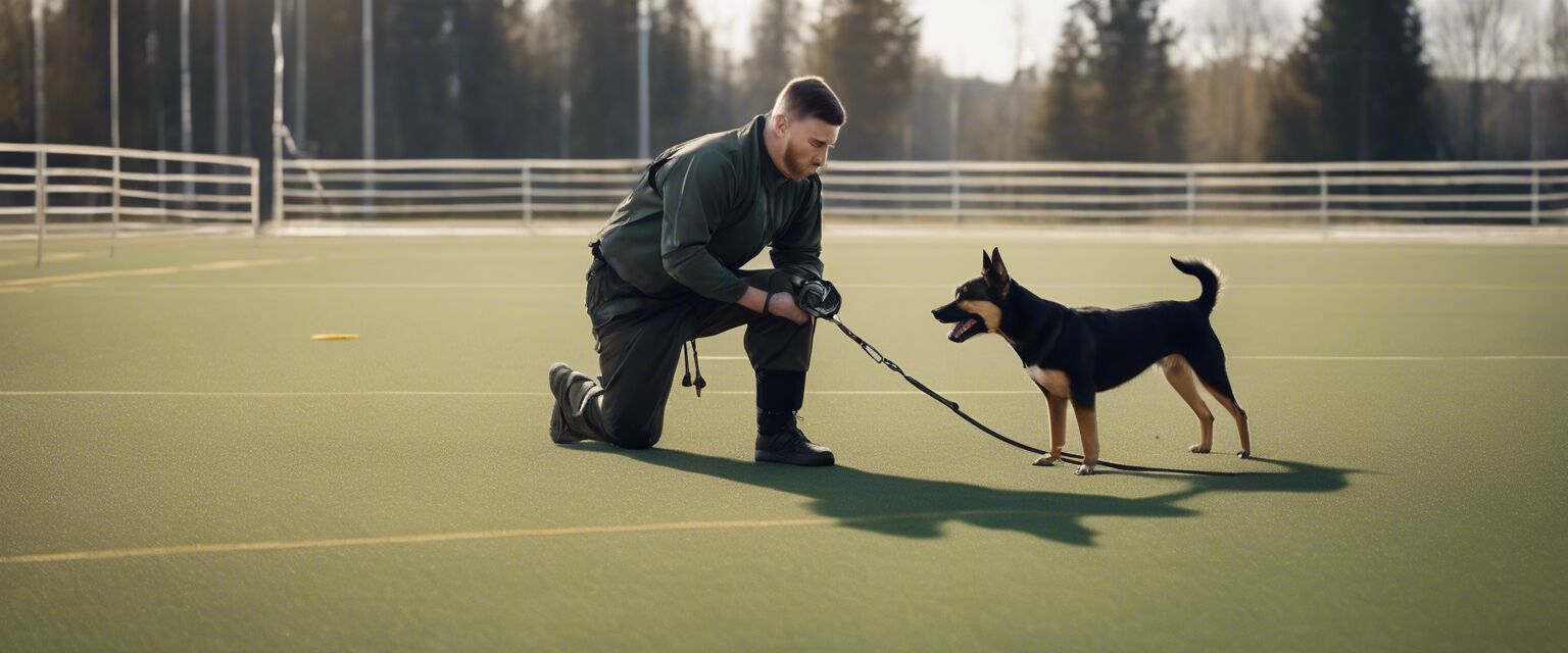 Dog in training session