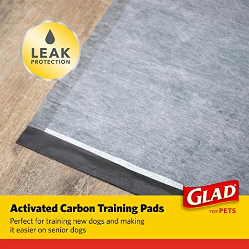 Glad activated carbon training pads with leak protection for dogs.