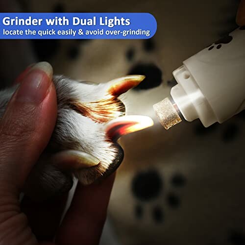 Pet nail grinder with dual lights for precise trimming.